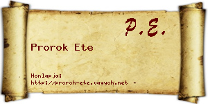 Prorok Ete névjegykártya